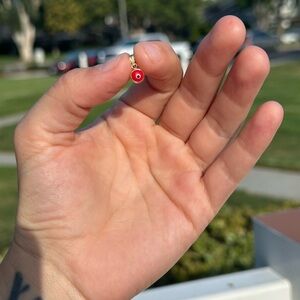 14k solid gold Red Evil Eye Charm Pendant